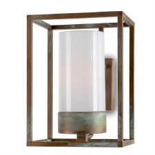 Cubic Outdoor Wall Light 3363 Aged Copper Opal Glass