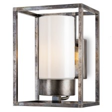 Cubic Outdoor Wall Light 3363 Aged Nickel Opal Glass