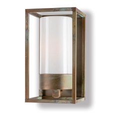 Cubic Outdoor Flush Wall Light 3365 Aged Copper Opal Glass