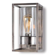 Cubic Outdoor Flush Wall Light 3365 Aged Nickel Clear Glass