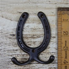 Horse-shoe Twin Coat Hook Waxed Cast Iron