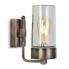 Silindar Outdoor Wall Light 3390 Aged Nickel Clear Glass