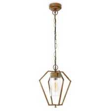 Gemstone Outdoor Pendant Light 3452 E27 Aged Copper Clear Glass