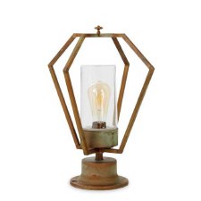 Gemstone Pedestal Lantern 3455 Aged Copper Clear Glass