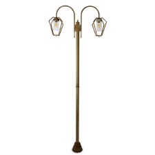 Gemstone Double Lamp Post 3472 E27 Aged Copper Clear Glass