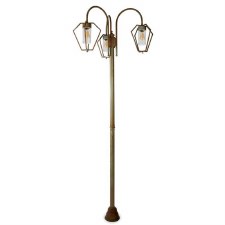 Gemstone Triple Lamp Post 3473 E27 Aged Copper Clear Glass