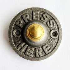 Press Here Door Bell Push 64mm Antique Iron