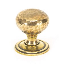 From The Anvil Hammered Mushroom Cabinet Knob 32 Aged Brass