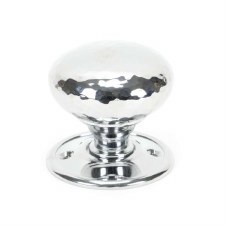 From The Anvil Hammered Mushroom Mortice/Rim Knobs Polished Chrome