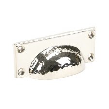 From The Anvil Hammered Art Deco Drawer Pull Polished Nickel