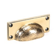 From The Anvil Hammered Art Deco Drawer Pull Polished Bronze