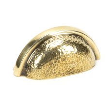 From The Anvil Hammered Concealed Drawer Pull Aged Brass