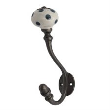 Albany Hat & Coat Hook With Polka Dot Ceramic End