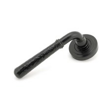From The Anvil Newbury Lever Door Handles Hammered Art Deco Black Unsprung