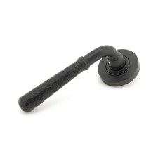 From The Anvil Newbury Lever Door Handles Hammered Plain Matt Black Unsprung