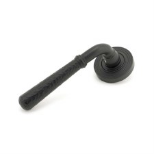 From The Anvil Newbury Lever Door Handles Hammered Beehive Matt Black Unsprung