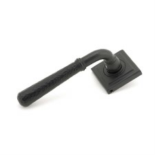 From The Anvil Newbury Lever Door Handles Hammered Square Rose Matt Black Unsprung