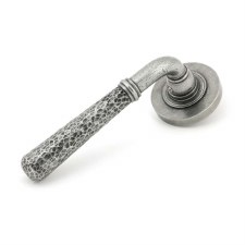 From The Anvil Newbury Lever Door Handles Hammered Plain Pewter Unsprung