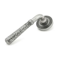 From The Anvil Newbury Lever Door Handles Hammered Beehive Pewter Unsprung
