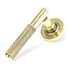 From The Anvil Brompton Lever Door Handles Plain Aged Brass Unsprung