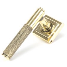 From The Anvil Brompton Lever Door Handles Square Aged Brass Unsprung