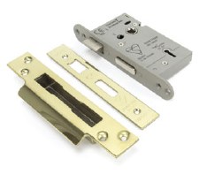 From The Anvil 5 Lever Heavy Duty Sash Lock BS 3" Polished Brass Keyed Differ