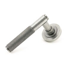 From The Anvil Brompton Lever Door Handles Plain Pewter Unsprung