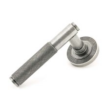 From The Anvil Brompton Lever Door Handles Beehive Pewter Unsprung