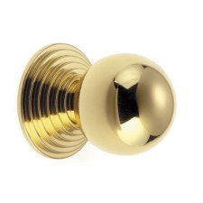 Croft 5102 Ball & Step Cabinet Knob Polished Brass Unlacquered