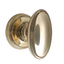 Constable Oval Door Knob Concealed Fix 60mm Rose Polished Brass Lacquered