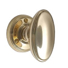 Constable Oval Door Knob Face Fix 60mm Rose Polished Brass Lacquered