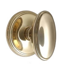 Constable Oval Door Knob Concealed Fix 78mm Rose Polished Brass Unlacquered