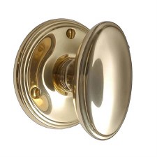 Constable Oval Door Knob Face Fix 78mm Rose Polished Brass Lacquered