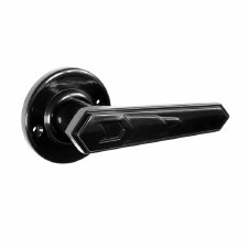 Bakelite Savoy Door Handles on Round Rose Black