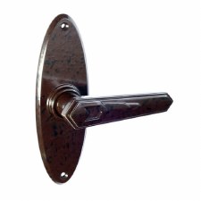 Bakelite Savoy Door Handles on Oval Backplates Walnut