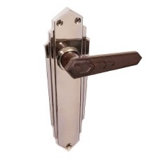 Bakelite Savoy Door Handles Walnut on Empire Latchplates Chrome