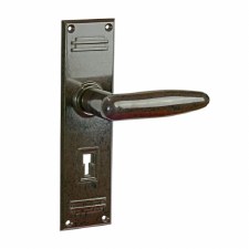 Bakelite Dudok Door Handles on Gatsby Lockplates Walnut