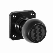 Bakelite Ritz Door Knobs on Square Rose Black