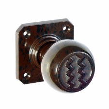 Bakelite Ritz Door Knobs on Square Rose Walnut