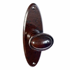 Black Bakelite BROLITE Stepped Oval Door Knobs - Reborn Bakelite