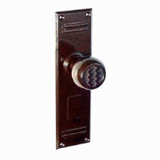 Bakelite Ritz Door Knobs on Gatsby Latchplates Walnut