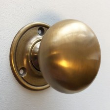 Plain Bun Mortice or Rim Door Knobs 45mm Antique Satin Brass