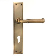 Aston Linford Euro Lock Door Handles Antique Brass Unlacquered