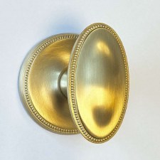 Brassart Princess Oval Door Knobs on Concealed Fix Rose 78mm Satin Brass Lacquered