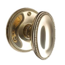 Brassart Princess Oval Door Knobs on Rose 78mm Polished Brass Laquered