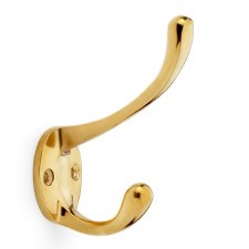 Victorian Hat & Coat Hook Polished Brass Unlacquered