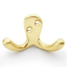 Victorian Double Robe Hook Satin Brass