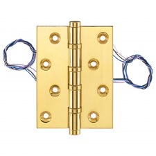 Conductor Hinge 1550 2 Wire 100x75mm Polished Brass Unlacquered