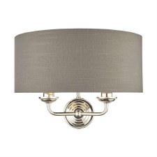 Laura Ashley Sorrento Double Wall Light Polished Nickel with Charcoal Shade