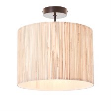 Longshore Semi Flush Pendant Seagrass & Matt Black